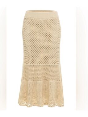 Anna Cate Beige Crochet Midi Skirt
